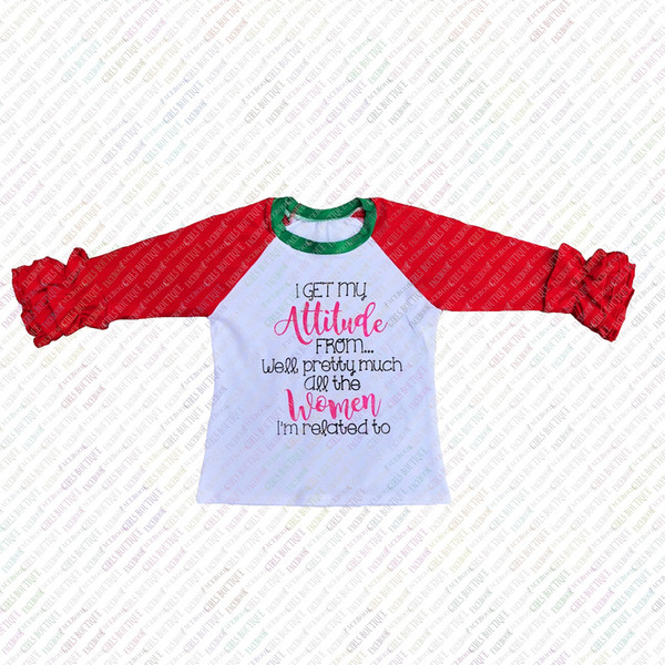 new children Christmas raglans baby girls top raglans red sleeve raglans children girls Christmas party shirts