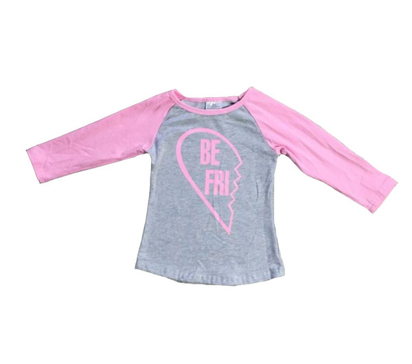 Valentine's day in stock baby girls raglan shirt girls best friend prints top kids grey top with pink long sleeve raglans