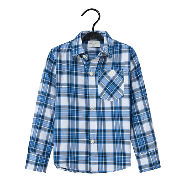 Hooyi 2018 Grid Boys Shirts Blue Plaid Check Children's Clothing Shirt Tops 2 3 4 5 6 7 8 9 10 Year Kids T-Shirts Tops Handsome