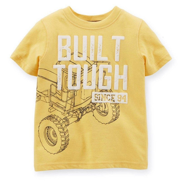 Built Tough Yellow Baby Boys Tees Shirts Children Clothes Kids Tops Cotton Short Sleeve Boy T-Shirt Toddler T Shirt 6 9 12 18 24Month