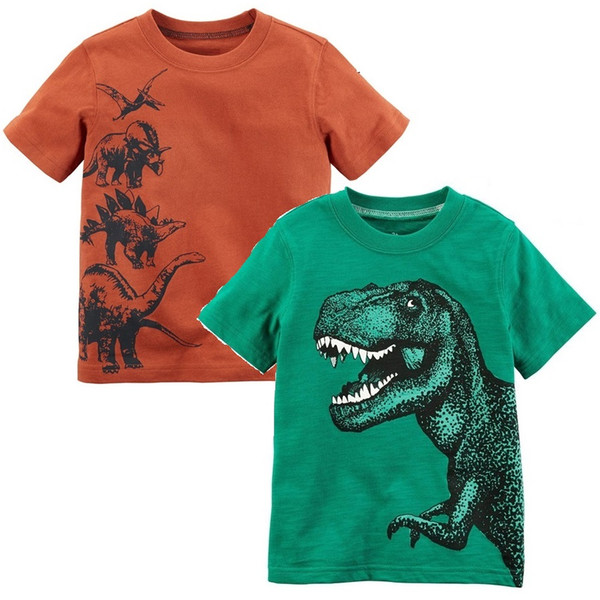 Green Dino Baby Boys Tees Shirts Children Clothes Tops 0-2 Years Cotton Short Sleeve Boy T-Shirt Toddler T-Shirt Kids Outfit