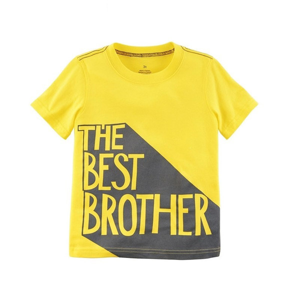 100pcs The Best Brother Baby Boys Tees Shirts Newborn Clothes Tops Cotton Short Sleeve Yellow Children T-Shirt Toddler Kids Outfit 0-2Year