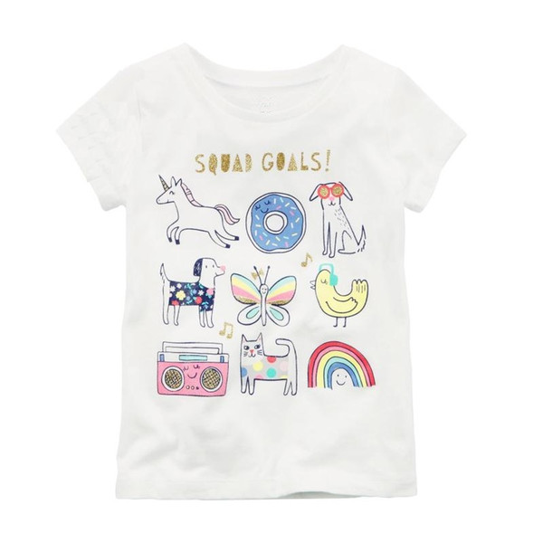 Wholesale Cartoon Animal Baby Girl Tees Shirts Summer Newborn Clothes Tops 100% Cotton Babies Girls Dress Infant Blouse Kids Outfits 0-2Y