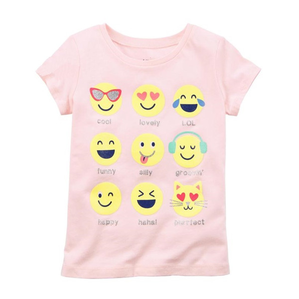 2018 Baby Girl Tees Shirts Expression Face Newborn Tops 100% Cotton Children Clothes Toddler Blouse Kids Outfits Cute Babywear