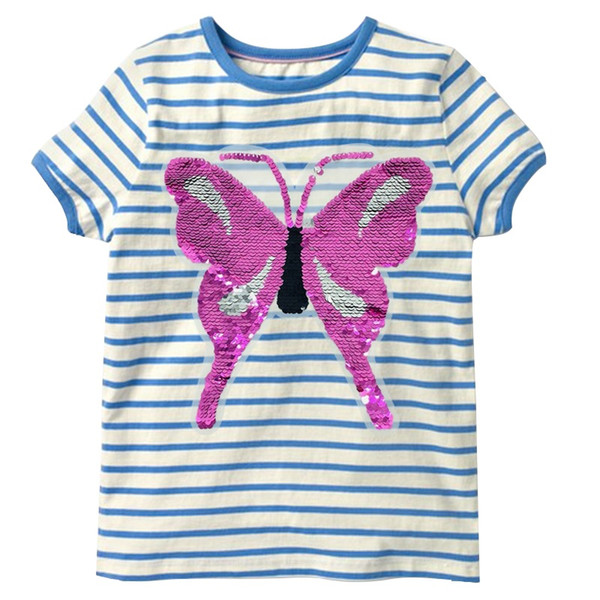 Sequins Butterfly Baby Girl T-Shirts Toddler Tops 100% Cotton Girls Tees Clothes Children Blouse Kids Outfits 1 2 3 4 5 Years