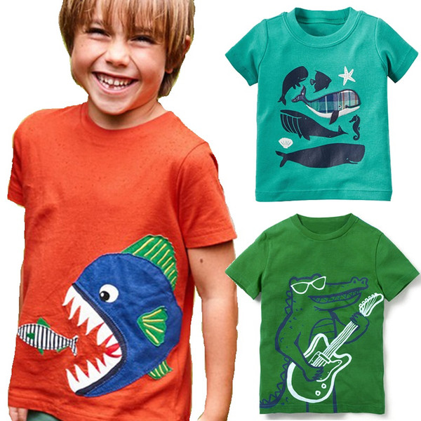 Orange Big Fish Baby Boy's T-Shirts Toddler Tops 100% Cotton Summer Children Clothes Kids Outfits 1 2 3 4 5 Years Boy Clothing