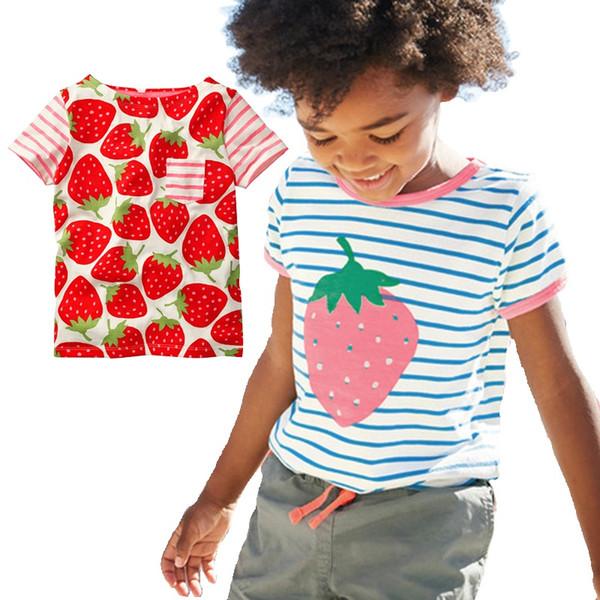 2018 Summer Baby Girl T-Shirts Strawberry Newborn Tops 100% Cotton Girls Tees Clothes Toddler Blouse Kid Outfits 1 2 3 4 5 Years