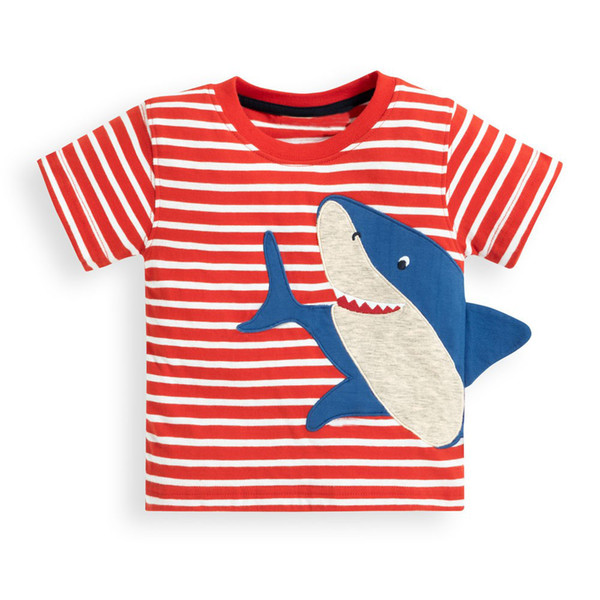 Kidsalon Boys T Shirt Cotton Kid Clothes Summer 2019 New Casual Boys Tops Baby Shark Animals Embroidery Boy Tshirts Kids Clothes