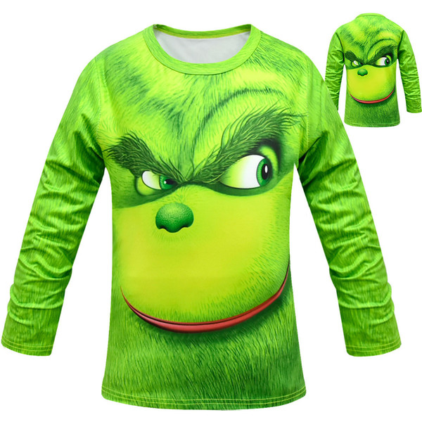 Baby boys The Grinch print T-shirts Spring Autumn Tops cotton children Tees kids Clothing 2 colors C5676