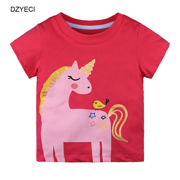 Dinosaur Unicorn T Shirt For Baby Boy Girl Clothes Summer Kid Short Sleeve Striped Cotton Cartoon Tee Children Boutique Top