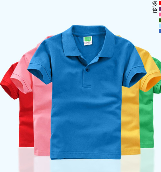 DIY children short sleeve T-shirt kindergarten kids boy girl POLOS parent-child polo shirt customize print pure color summer shirt top tees