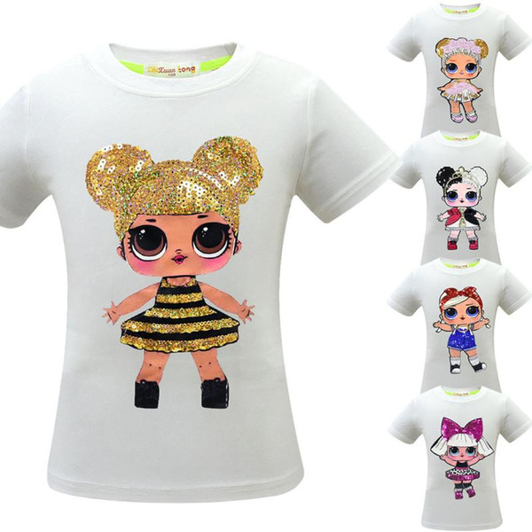 5 Styles Baby Girls Surprise T-shirts Cotton Hiphop Funny Summer Shirt Hot Cartoon Cosplay Clothes Home Clothing CCA11482 12pcs