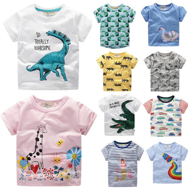 More 100 styles NEW summer Girl Boys Kids 100% Cotton Short Sleeve car print T shirt boys causal summer Girl Unicorn t shirt Free Ship