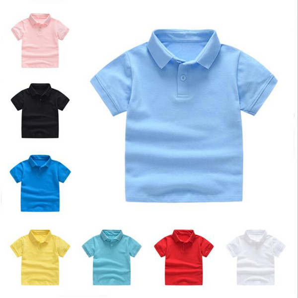 Kids Clothes Boys T-Shirts Baby Summer Tops Polo Shirts Primary Girls Uniform Toddler Short Sleeve Tees Fashion Classic Baby Clothing