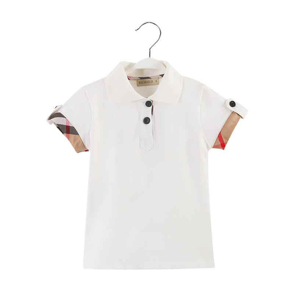 popular fashoin boy clothes white summer kids boy polo 2019 new good quality boy tshirt with plaid