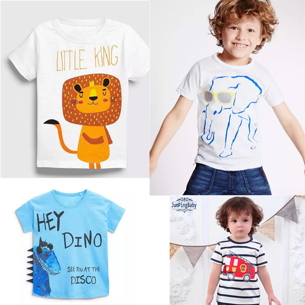 Designing Baby Embroidery Summer Infant Cotton Children Boys Girls Tee Cartton Tortoise Elephant Dragon Girls Short Sleeve T-shirts For Kids