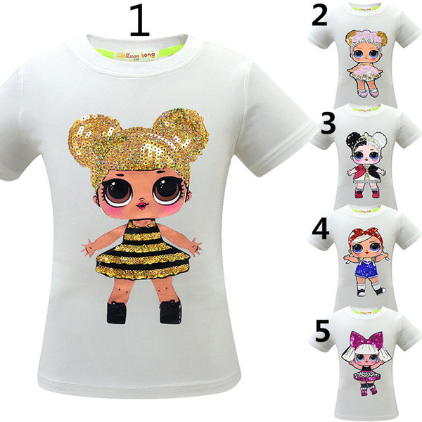 Kids Girls T Shirt Surprise Doll Shirts Cartoon Cotton Summer Short Sleeves Costume Children Clothing New