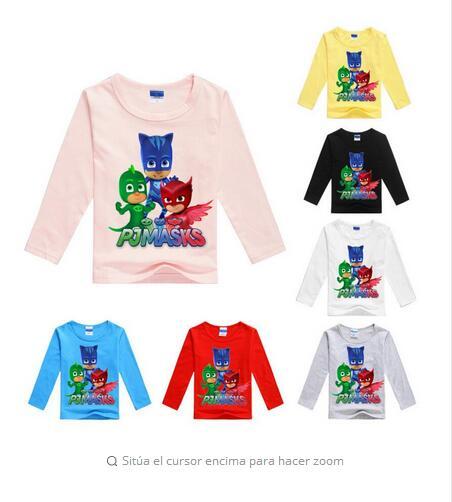 Newest Cartoon Masks Children T Shirts PJ Summer Boys Girls Long Sleeve Tops Shirt Tees Cotton Baby Clothing Boys T-Shirts