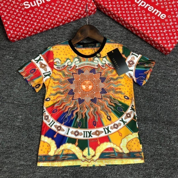 Boys short-sleeved 2019 summer hot trend a unique personality design stitching color T-shirt children's must-have geometricfun