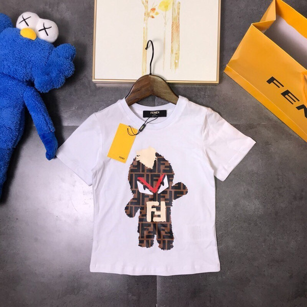 Fen 2019 early spring new short-sleeved T-shirt ice porcelain cotton fabric wash fabric small monster print