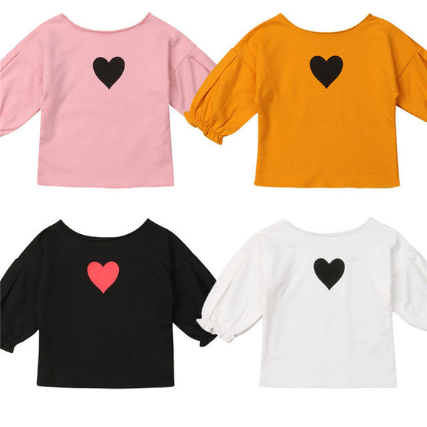 Kids Children Girls T-shirt Autumn heart print Long Sleeve cotton Outfit Tee Tops for teenager baby girl Clothes t shirt