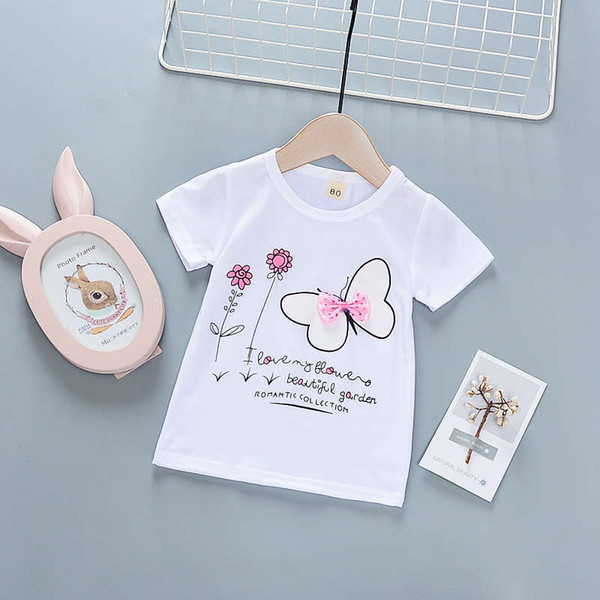 good quality Baby Girl Clothes Top T-Shirt Children Clothes Cotton Floral Sweet Tracksuit Suit Kids Clothing Butterfly Sport Clothes