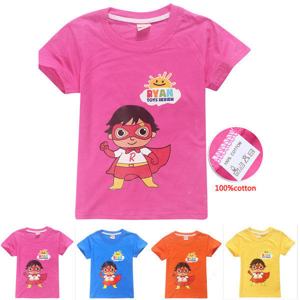 4 Colors 4-12y Kids Boys Girls Cotton T shirts Tees Ryan Toys Review kids designer clothes boys Kids Clothes DHL FJ06