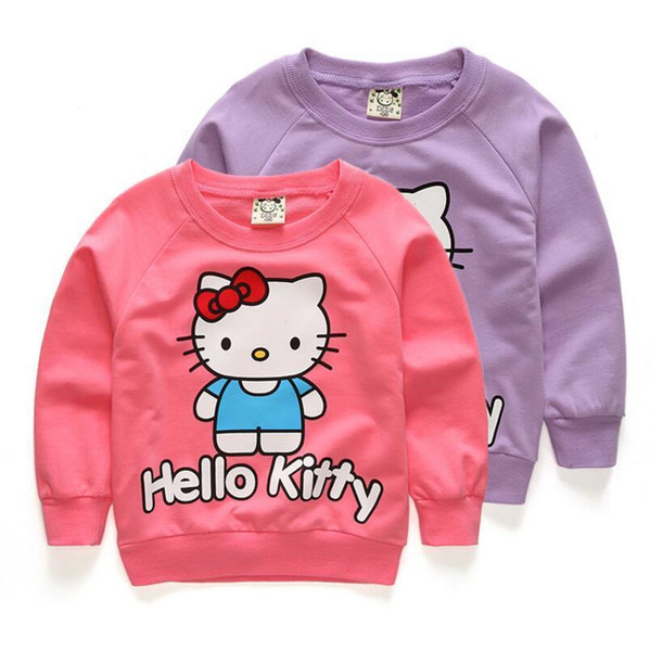 Baby Girls hoody sweatshirt autumn sweater kids clothes Hello Kitty Girl Cute Cotton T-shirt long sleeve jerseys New Arrival