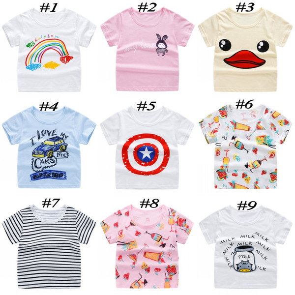 kids cotton t shirt baby boys girls cartoon pattern tops short sleeve tees 22 colors children summer clothing