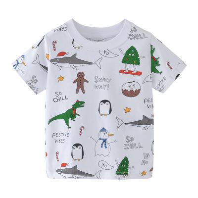 Children's T-Shirts Summer Short Sleeve Baby Clothing Cotton Tee Tops Cartoon Animal Embroidery Boy Clothes Kids T-Shirt A28334