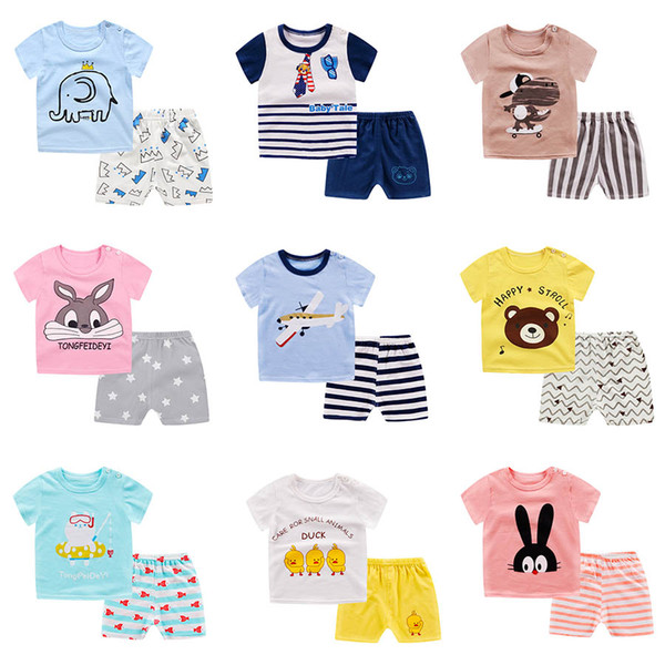 10 style Kids Clothing Sets Summer Baby Clothes Cartoon fashion Print for Boys girl Outfits Toddler Fashion T-shirt beach A505