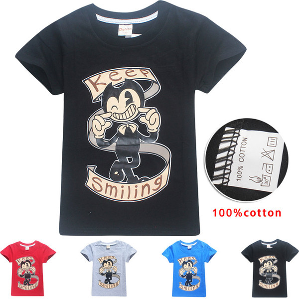 Bendy And Ink Machine T-shirt Cotton boys Clothes Casual Short Sleeve Tee Kids Tops for 6-14year