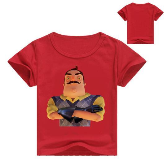 Hello Neighbor Boys T-Shirt Kids Basic T Shirts Cartoon Top Tees Children Sport Clothing Baby Boy Shirts for 2-12 Years