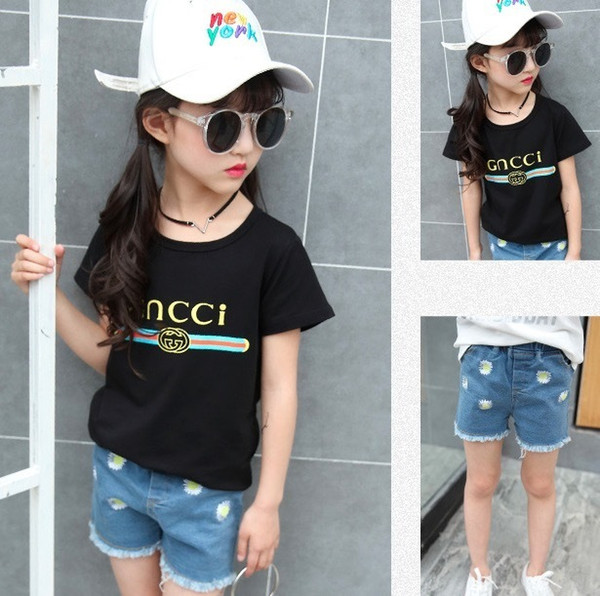 Favourite High-quality New GNCC Children Clothing Girls T-shirt Large Children In Korean Short-sleeved Girls Letters Round Neck T-shirt