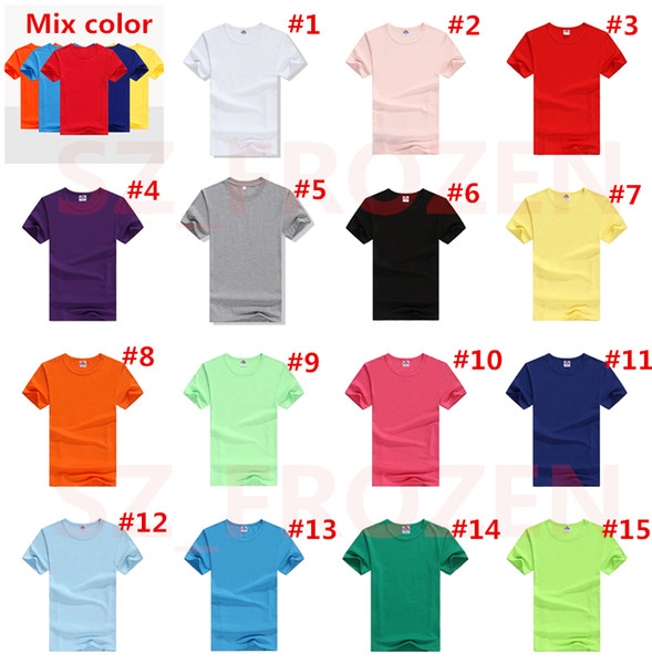 2017 Pure color Cotton Custom Shirts Short Sleeve Children T Shirts Child Shirt Fashion Round Neck Shirts for Kids Clothing Free DHL A-0439