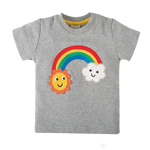 Kids Designer Clothes for Girls Tshirts 2019 Summer Hot Sale Girls Short Sleeve Shirt Rainbow Pattern Cute Tops Tee 2-7 T