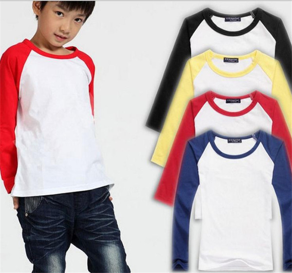 Kids T-shirt custom made children splicing color 3/4 sleeve T-shirt baby kids cotton tops boys girls raglan shirts children clothing TO790