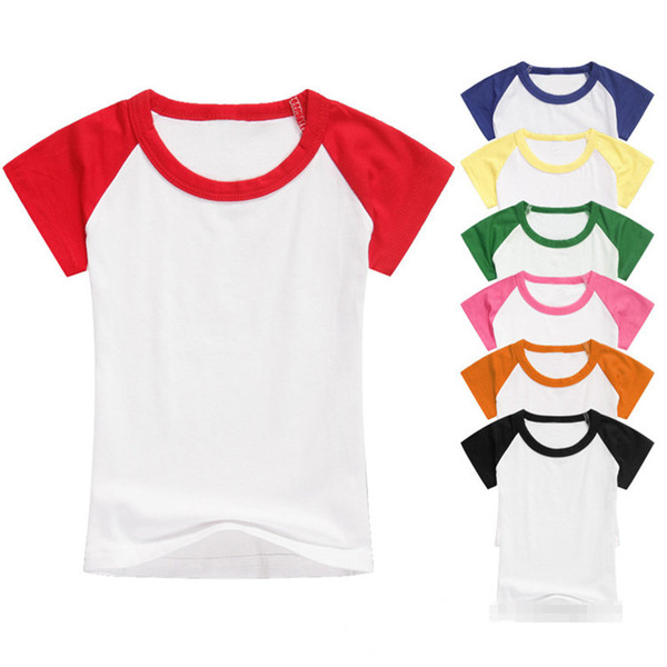 Kids T-shirt custom made children splicing short sleeves shirts children kids cotton tops boys girls raglan shirts children clothing NC115