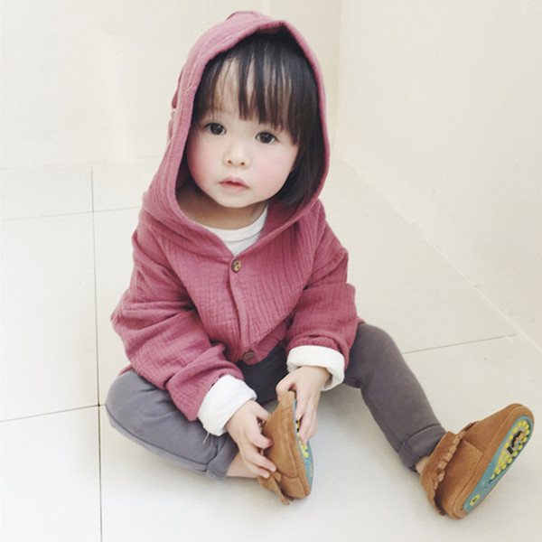 Ins explosion models small boy and girl Tong Baobao Cotton Hooded cardigan candy color coat wholesale and retail