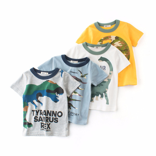 2019 Summer Boys T Shirts Clothing Short Sleeve 100% Cotton Dinosaur Cartoon Children T Shirts Girls 2-8Y High Quality Kids Tees