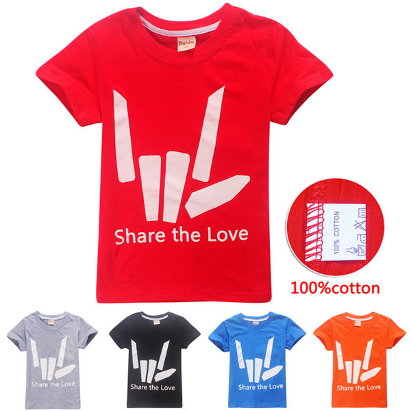 100% Cotton Kids T-shirts 5 Colors Share the Love Printed 4-14y Kids Boys T Shirt Tees kids designer clothes girls boys SS65