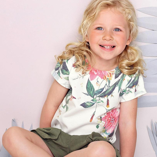2018 new arrivals 18M-6Y flower shirt dresses for summer baby t shirts for girls t-shirt kids short sleeve for summer 100%cotton wholesale