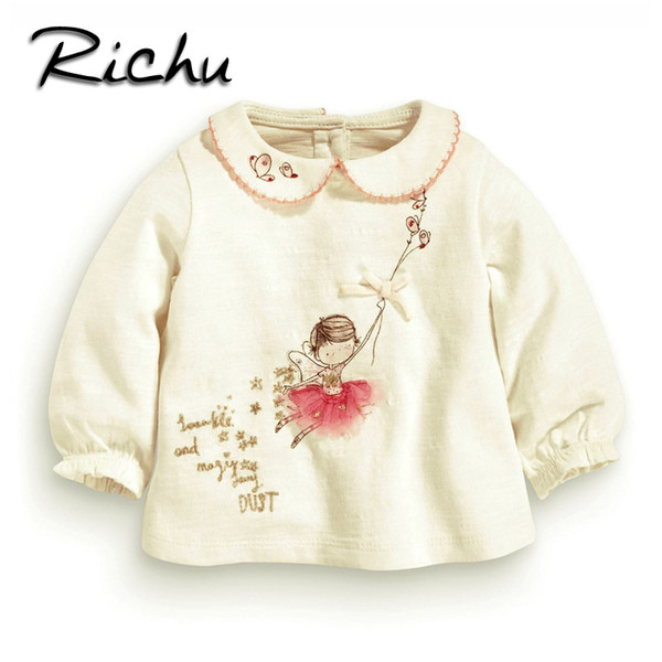 Richu pre-school newborn baby mini full sleeve tees inside out round neck baby t shirt tops kids t shirts kids T-shirts for girls wholesale