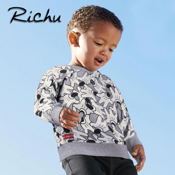 Richu cartoot animal boy sweatshirt kids t shirt hoodies toddler baby clothing sweatshirts child christmas products O NECK T SHIRTS tops