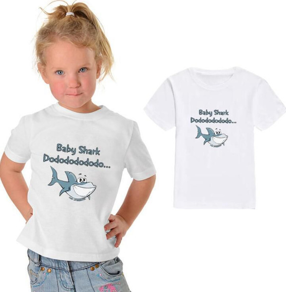 kids baby shark t shirt Cartoon Print Kids Baby Boy Tops baby shark Short Sleeve T-Shirt Summer Tee Toddler Girl Shirts LJJK1489