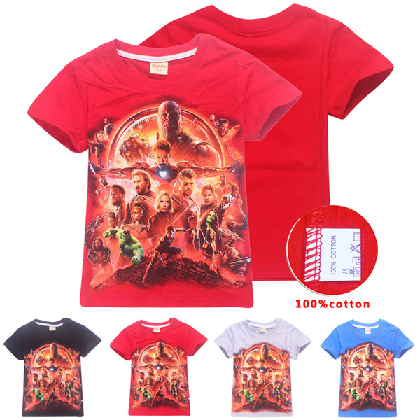 Marvel Avengers Superhero Kids Tee shirts 4 Colors 4-12t Kids Boys Girls Cartoon Printed Cotton T shirts Tees kids designer clothes SS212