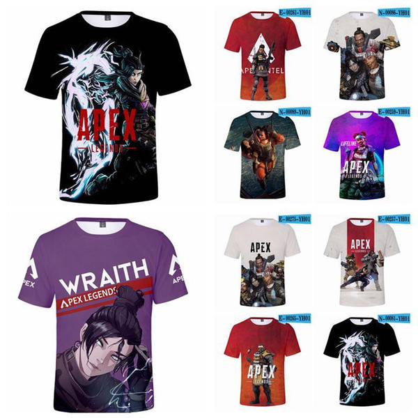 24 Styles Apex Legends T-shirts Unisex Apex Legends 3D Printed Tops Tees Hot Game Cosplay Clothes Kids Clothing CCA11262 12pcs