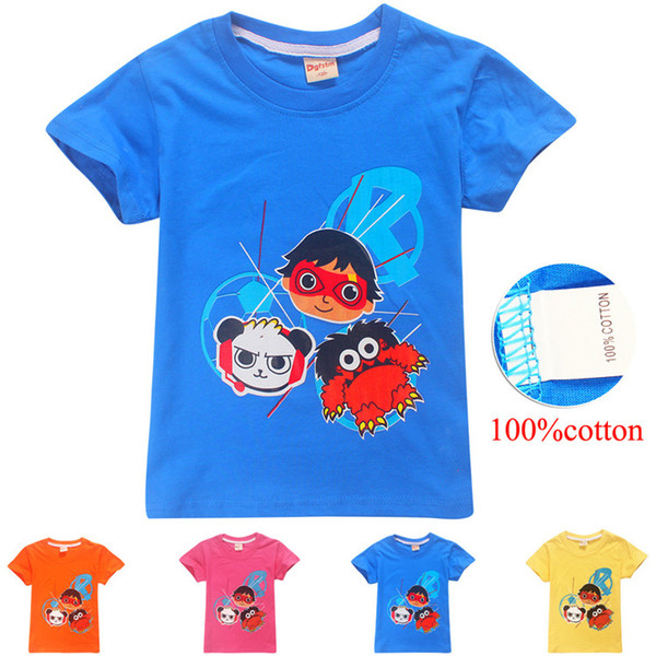 Ryan Toys Review T shirts 4 Colors 4-12y Kids Boys 100% Cotton T-shirts Tees kids designer clothes boys Kids Clothes FJ05