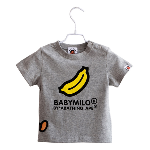 Luxury Logo Letter Children's T-shirts Summer Shorts Sleeves Monkey Banana Little Girl's Tops Red White Boys Tees