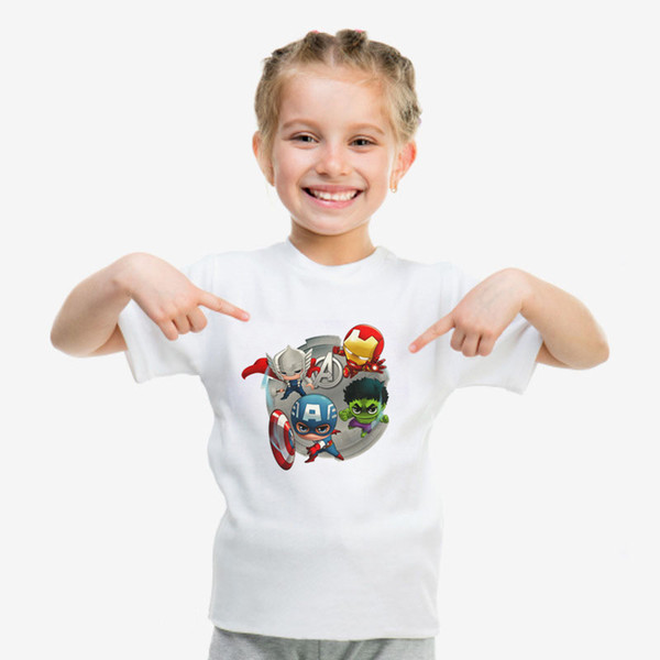 Ultra-low prices 2019 superhero marvel comics movie characters white printed cotton short-sleeved T-shirt summer soft fit for children